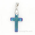 Hématite arc-en-ciel unique Croix pendentif avec Clip Toggle pour petite amie